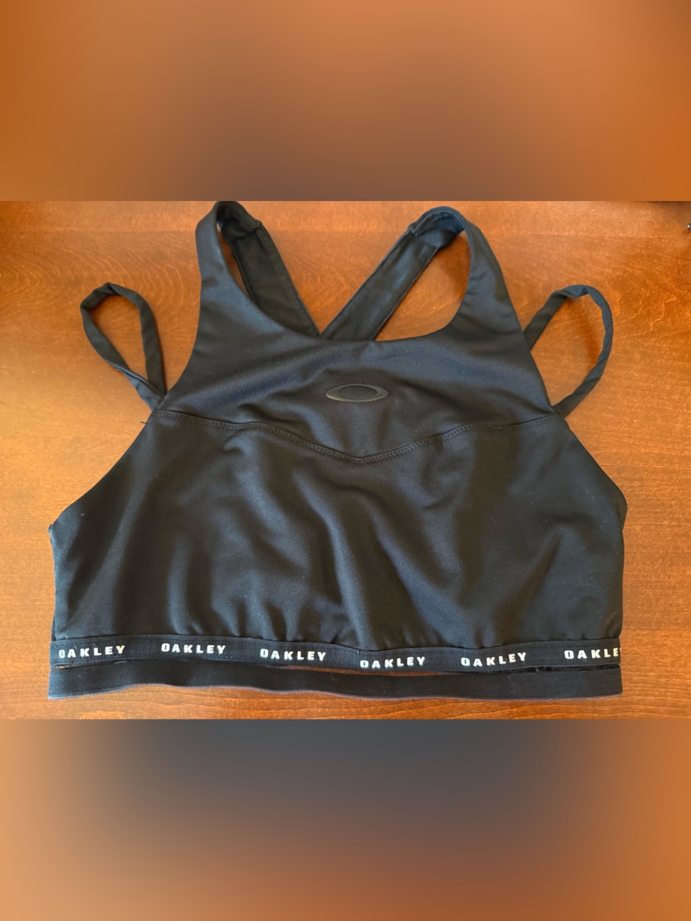 Oakley Black Sports Crop Bralette with Logo Band